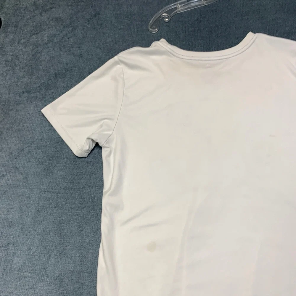Adidas Running T Shirt Mens XL White Spellout Logo Standard Regular Fit Training